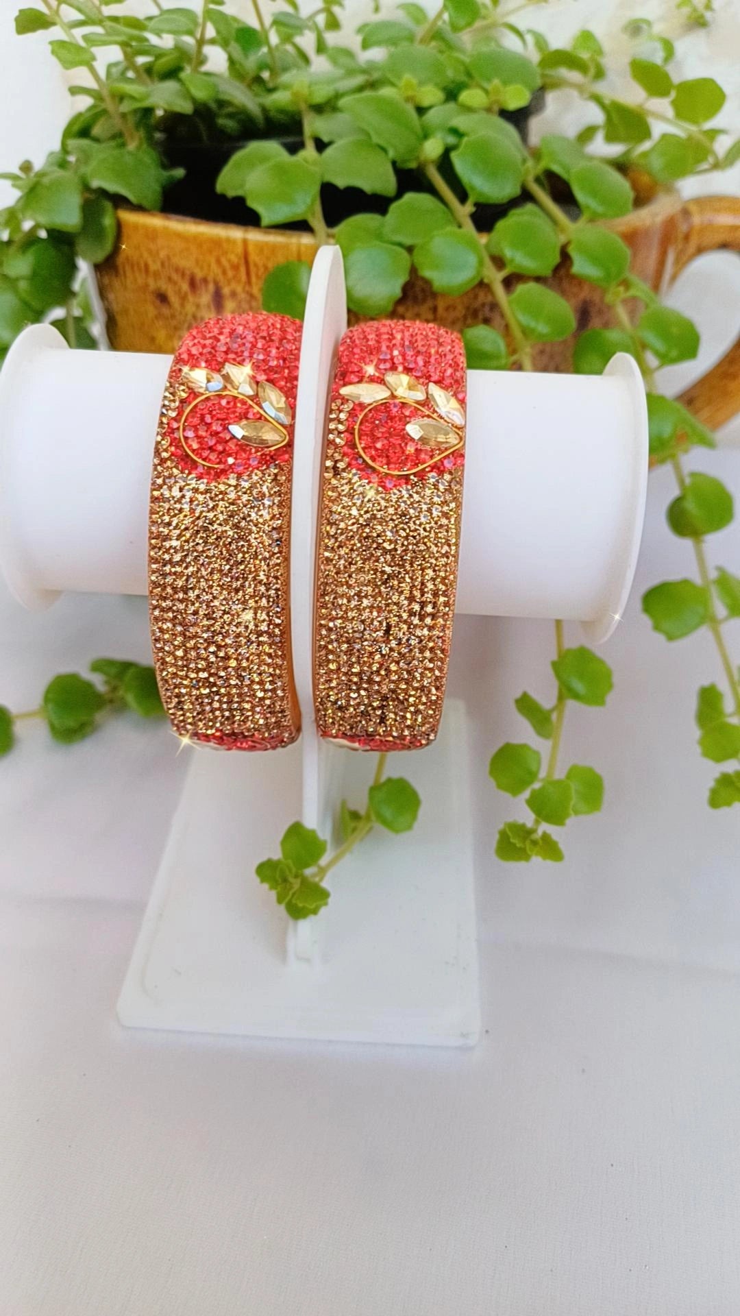 GULCHERA RED N GOLDEN FESTIVE BANGLES