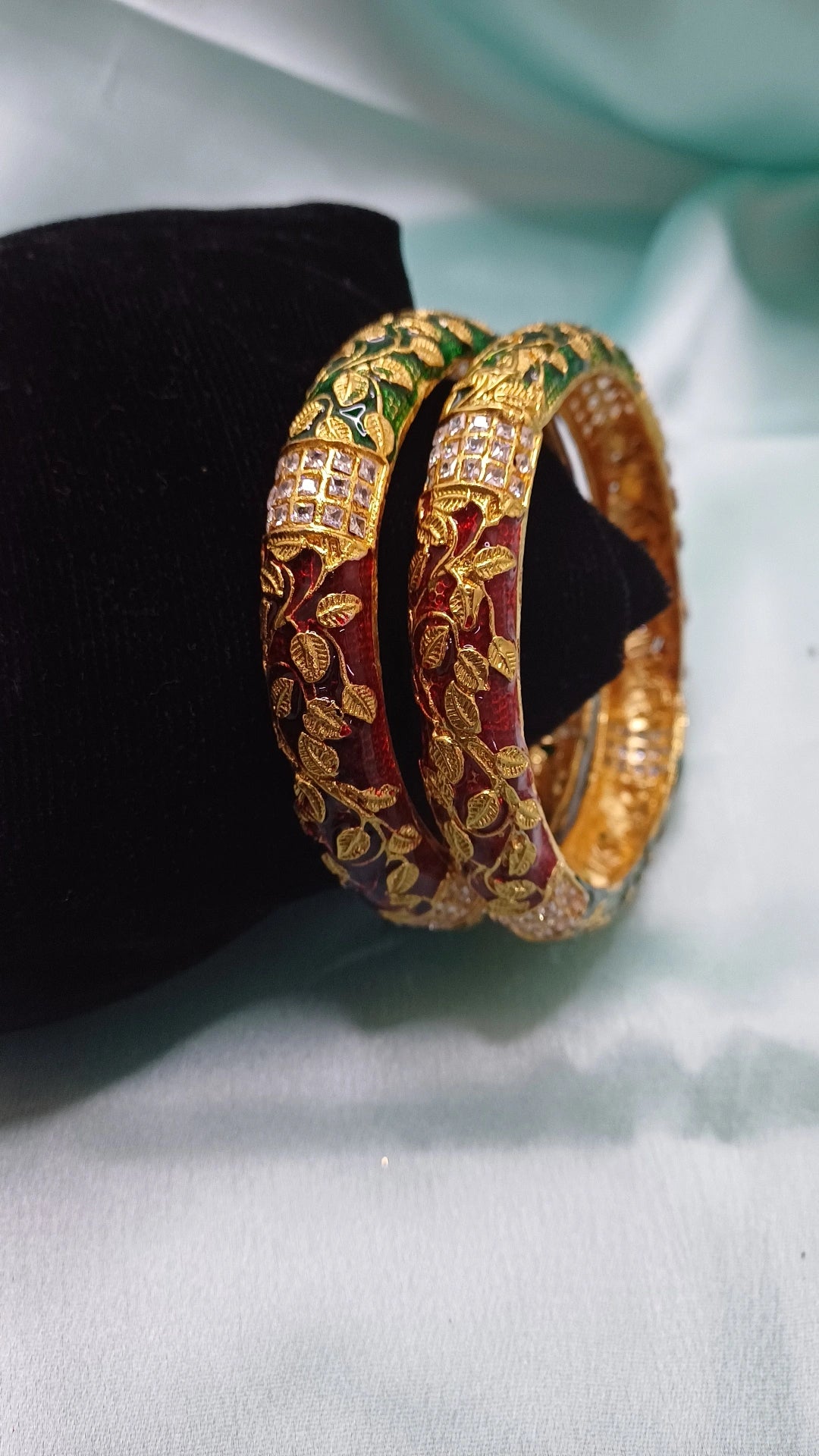 RED N GREEN MEENAKARI BANGLES