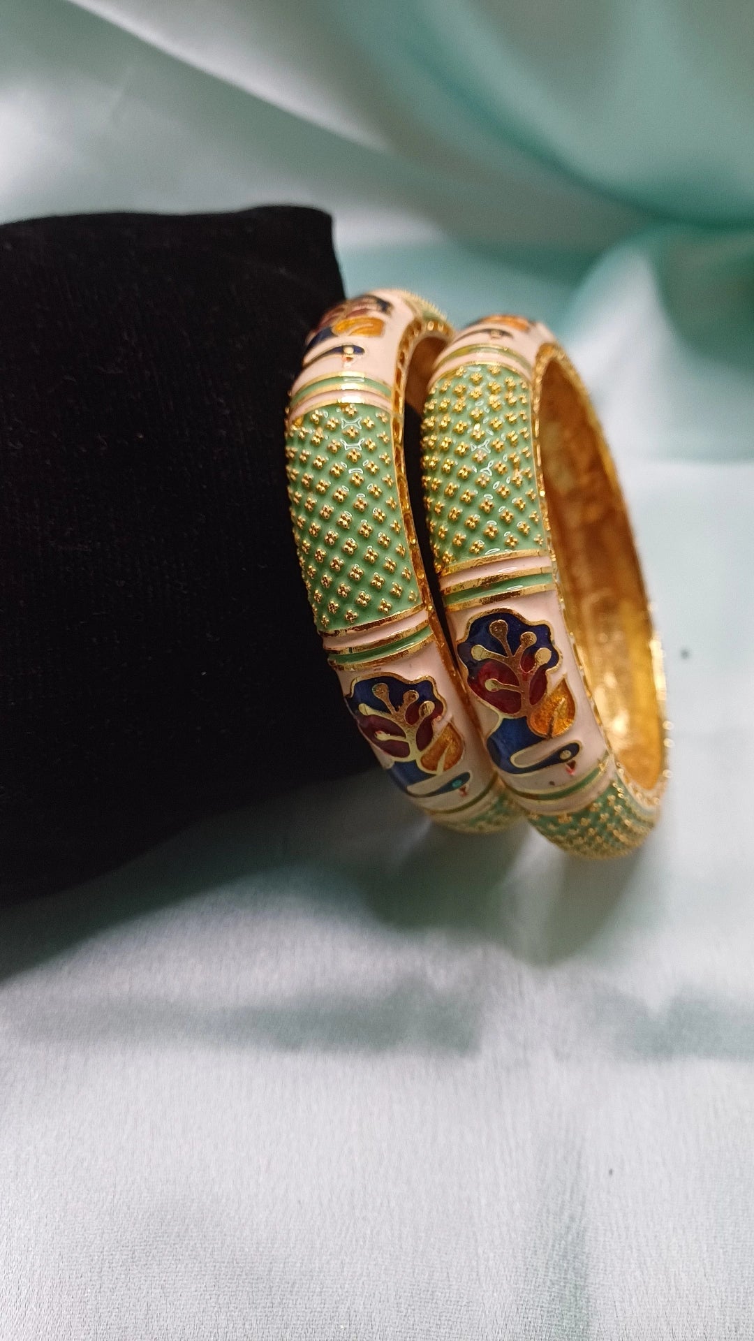 LIGHT GREEN MEENAKARI BANGLES