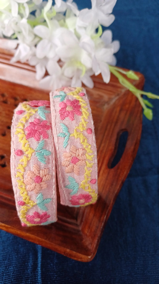 BABY PINK CHIKANKARI BANGLES