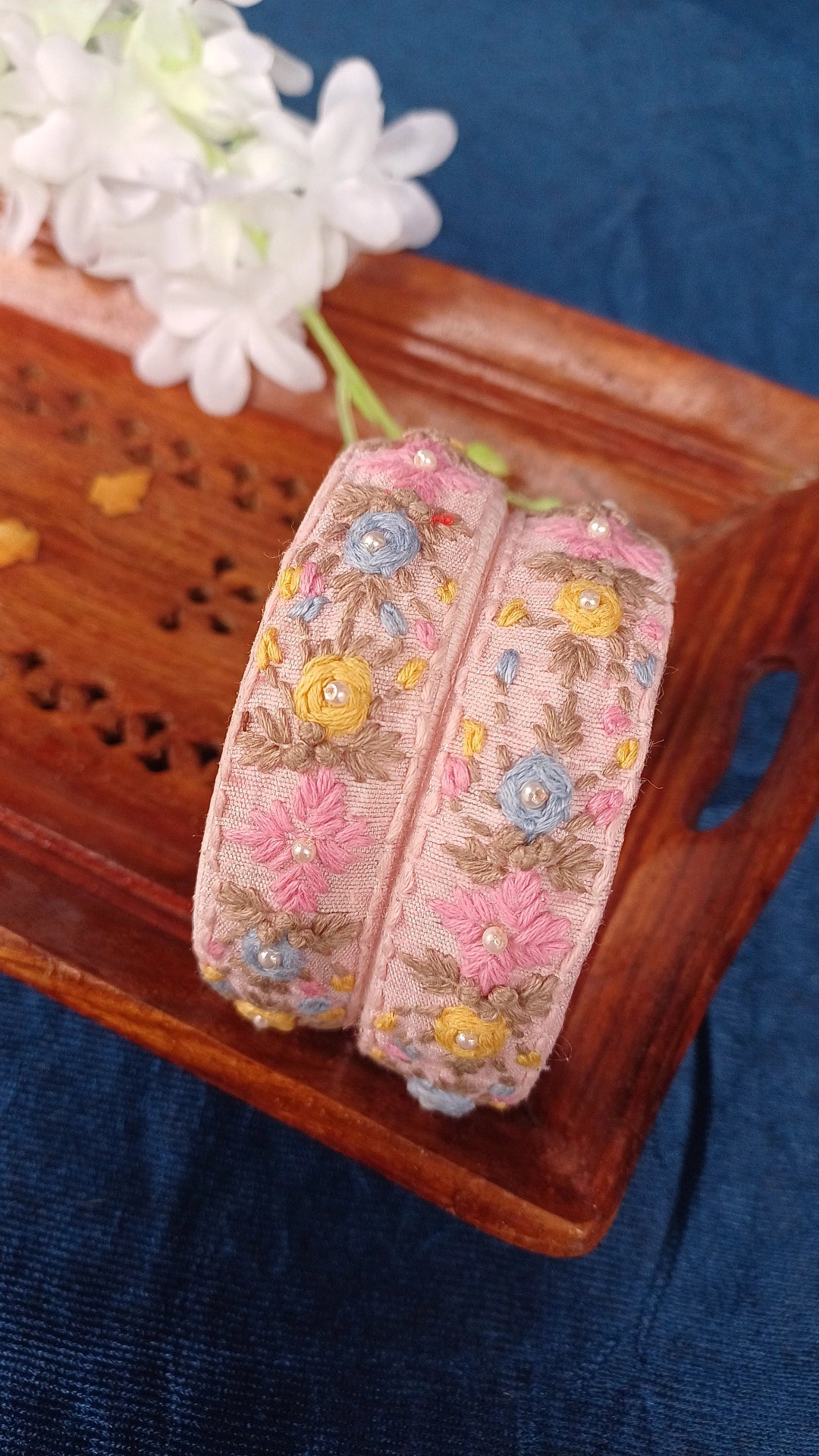 LIGHT PINK CHIKANKARI BANGLES