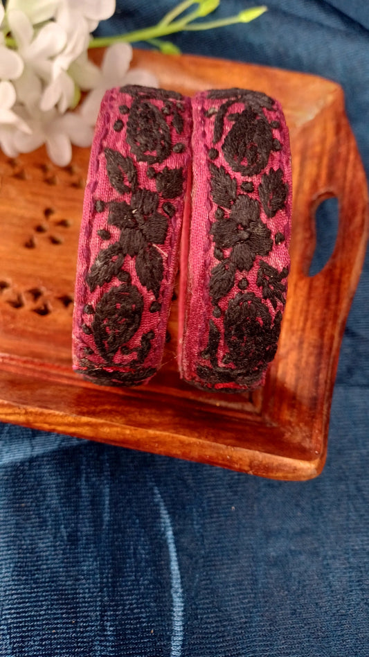 MAROON CHIKANKARI BANGLES