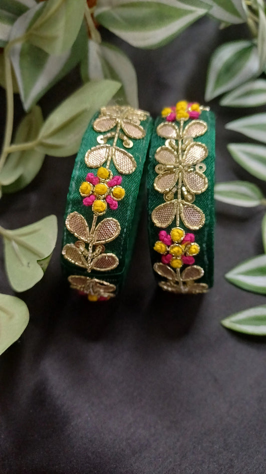 DARK GREEN GOTA BANGLES