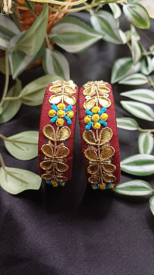 MAROON GOTA BANGLES