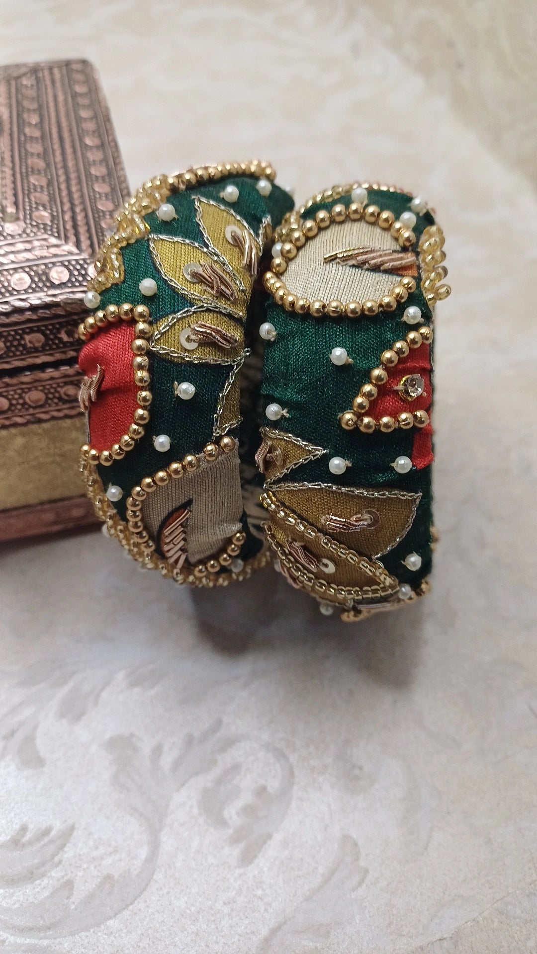 RAAZ  GREEN KALAMKARI BANGLES