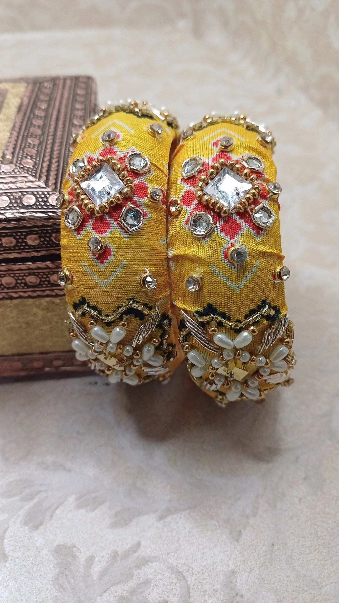 RATI YELLOW KALAMKARI BANGLES