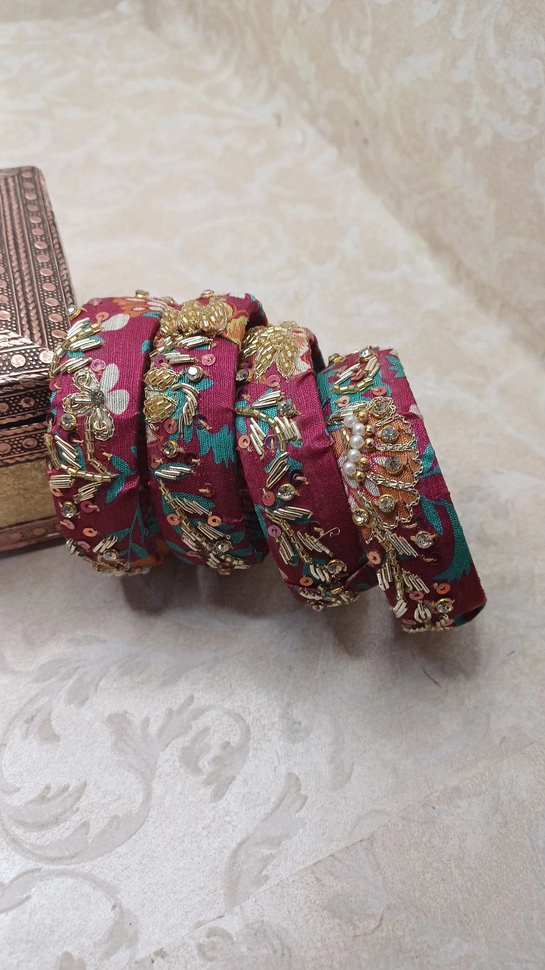 ROHINI PLUM KALAMKARI BANGLES