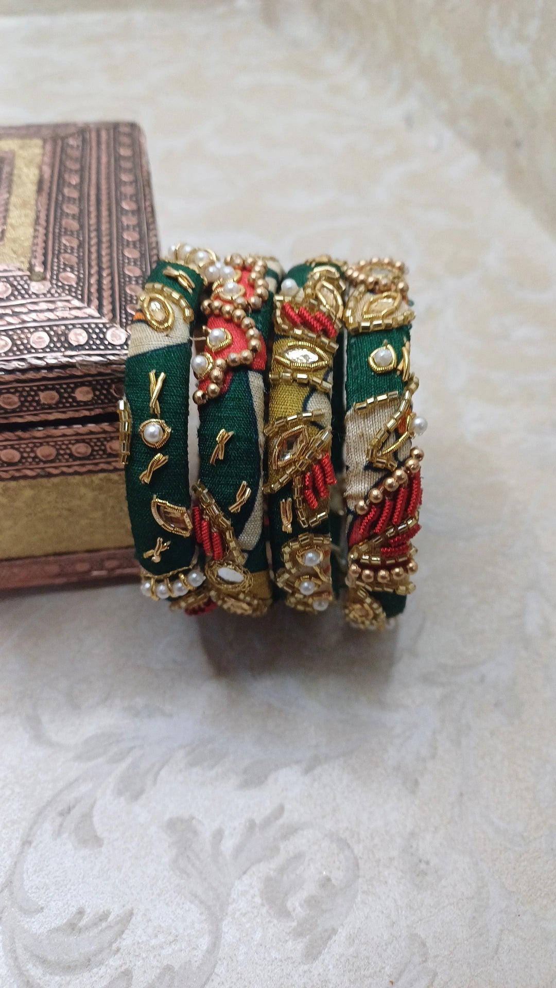 RAAGA GREEN KALAMKARI BANGLES