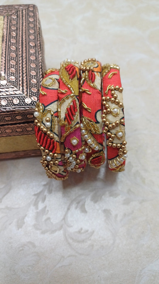 RAAGA RED KALAMKARI BANGLES