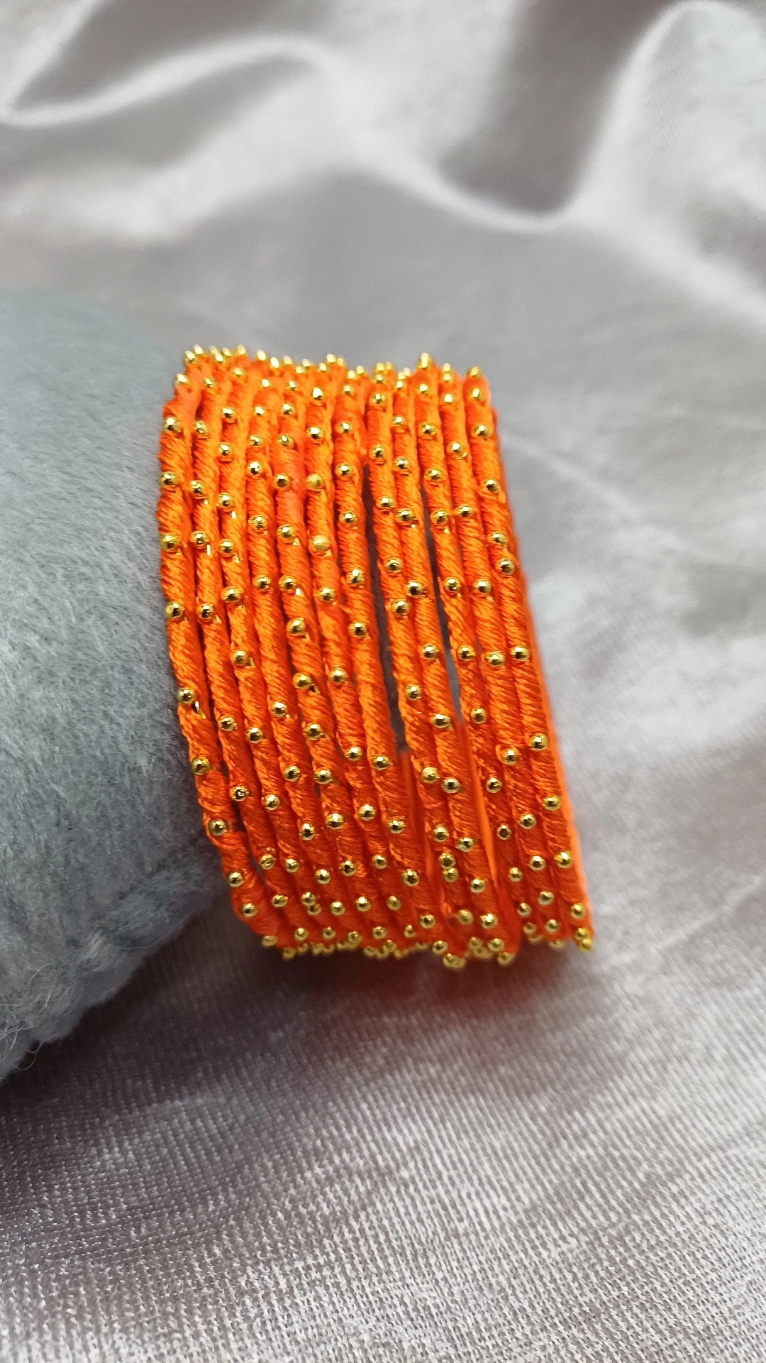 ORANGE SILK THREAD SET OF 12 BANGLES