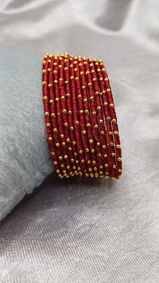 MAROON SILK THREAD SET OF 12 BANGLES