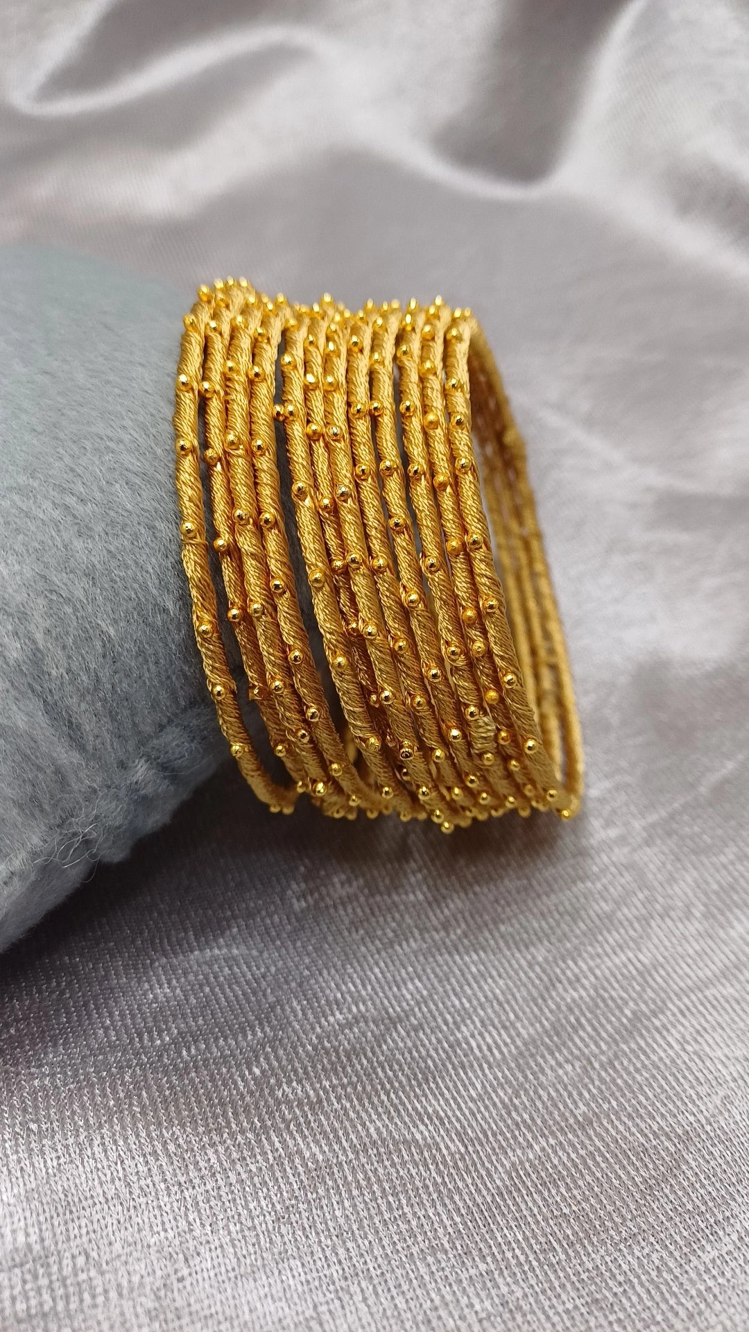 GOLDEN SILK THREAD SET OF 12 BANGLES