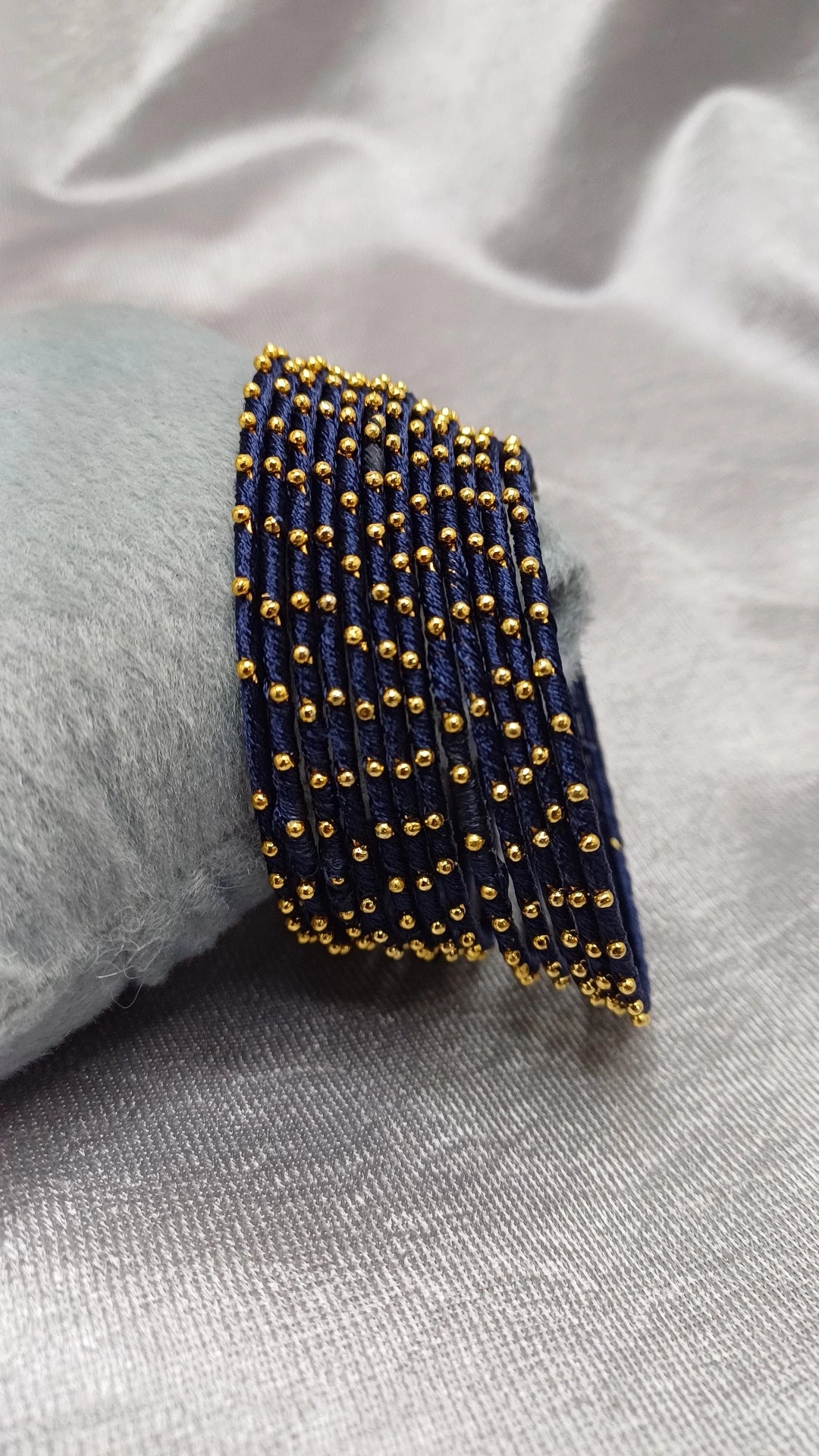 NAVY BLUE SILK THREAD SET OF 12 BANGLES