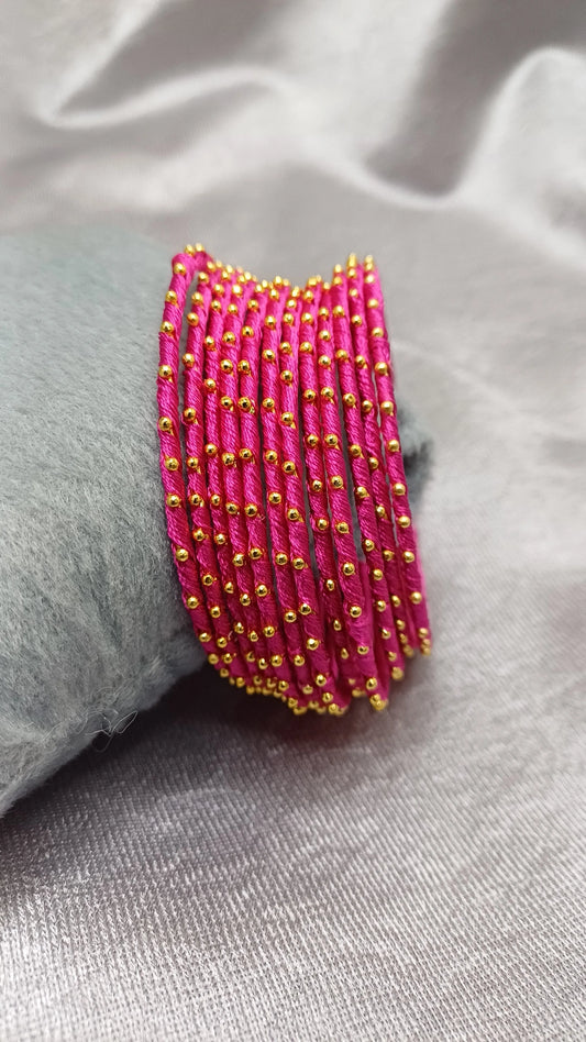 PINK SILK THREAD SET OF 12 BANGLES