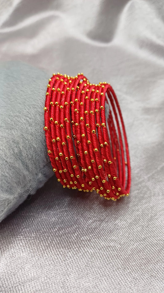 RED SILK THREAD SET OF 12 BANGLES