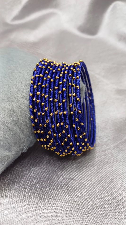 BLUE SILK THREAD SET OF 12 BANGLES