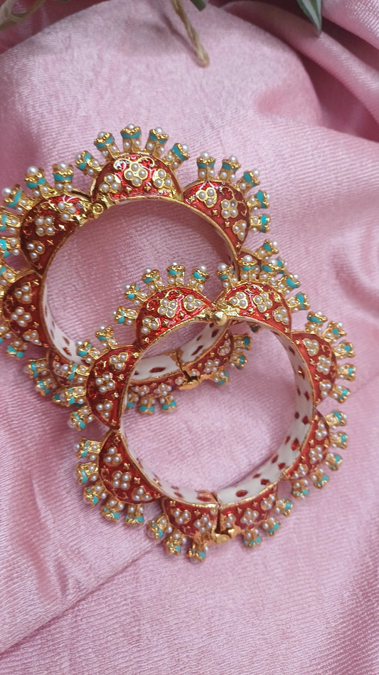 RAJWADI LOTUS ENAMEL BANGLES