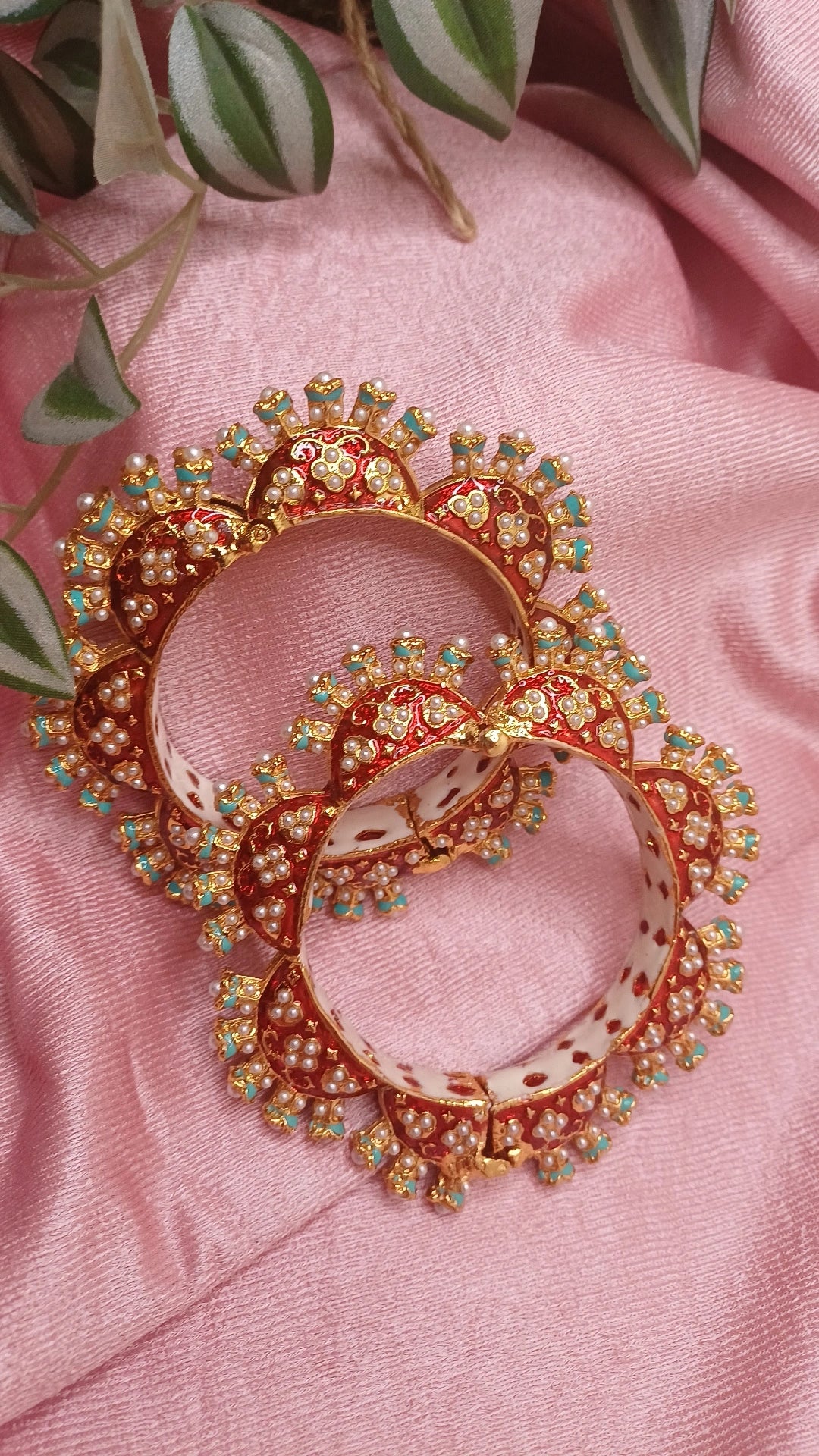 RAJWADI LOTUS ENAMEL BANGLES