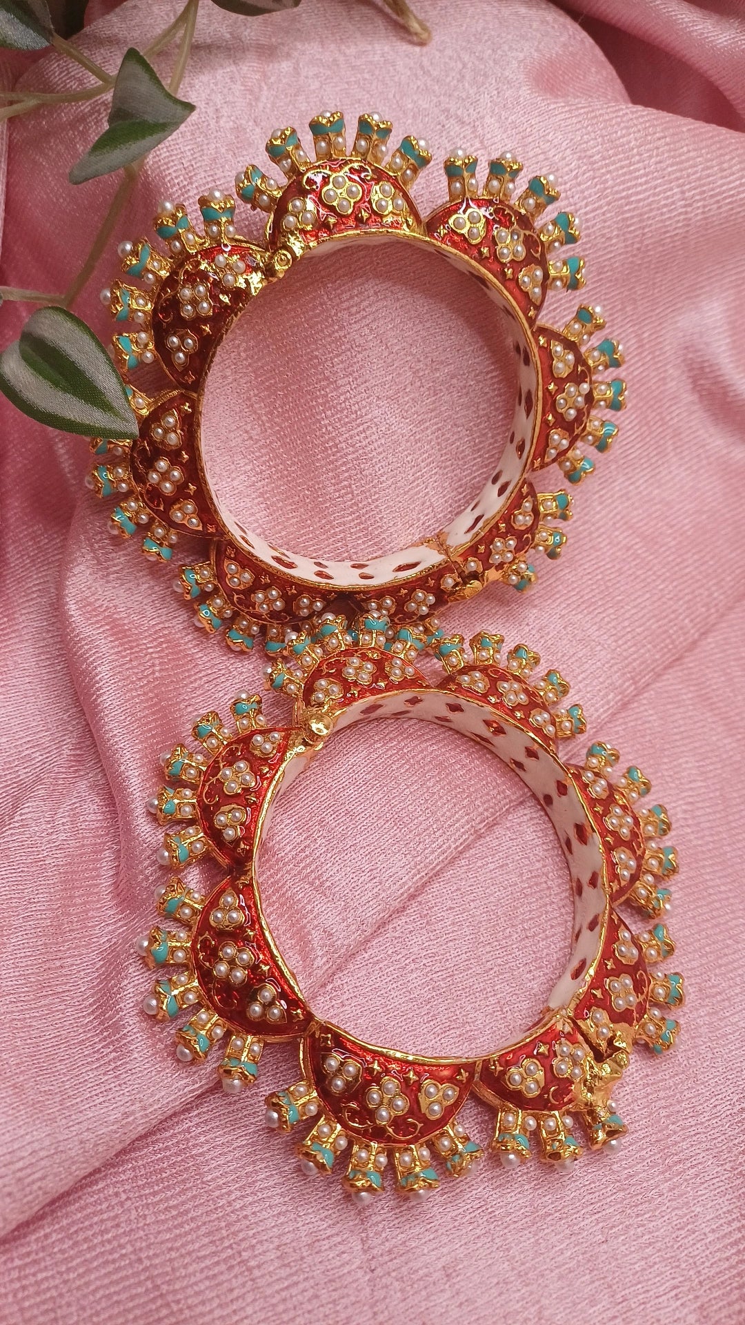 RAJWADI LOTUS ENAMEL BANGLES