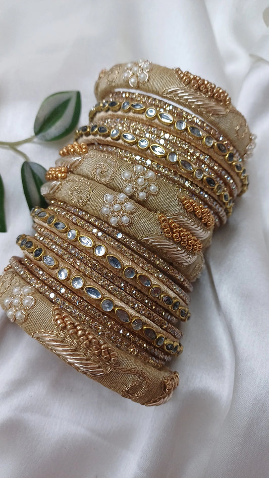 JASHN LIGHT GOLDEN ZARDOZI BANGLES