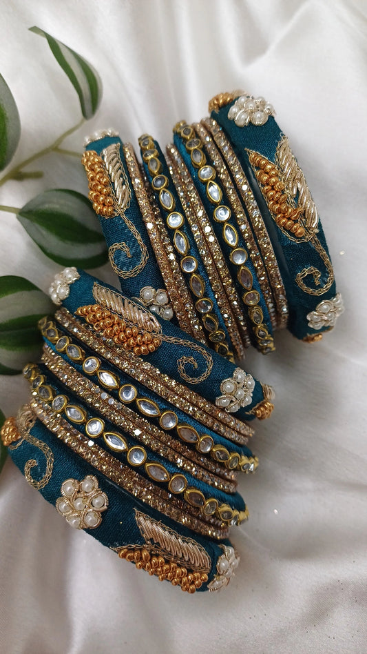 JASHN PEACOCK  GREEN ZARDOZI BANGLES