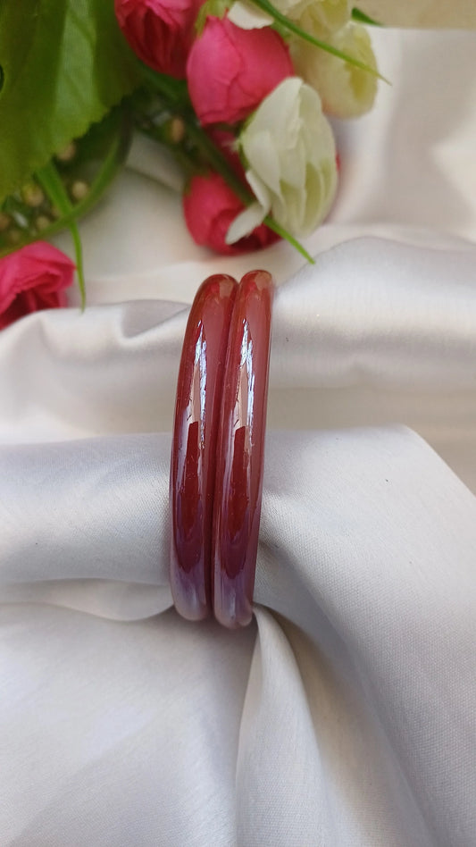 RED SHINY GLASS BANGLES