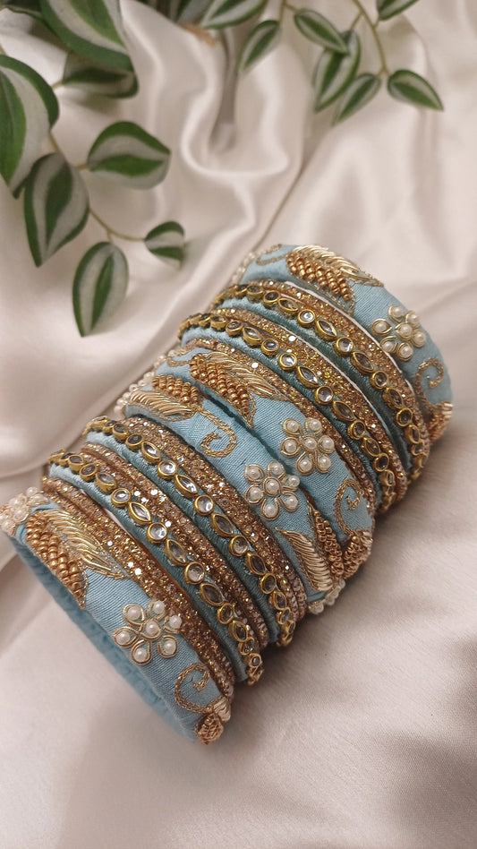 JASHN LIGHT BLUE ZARDOZI BANGLES