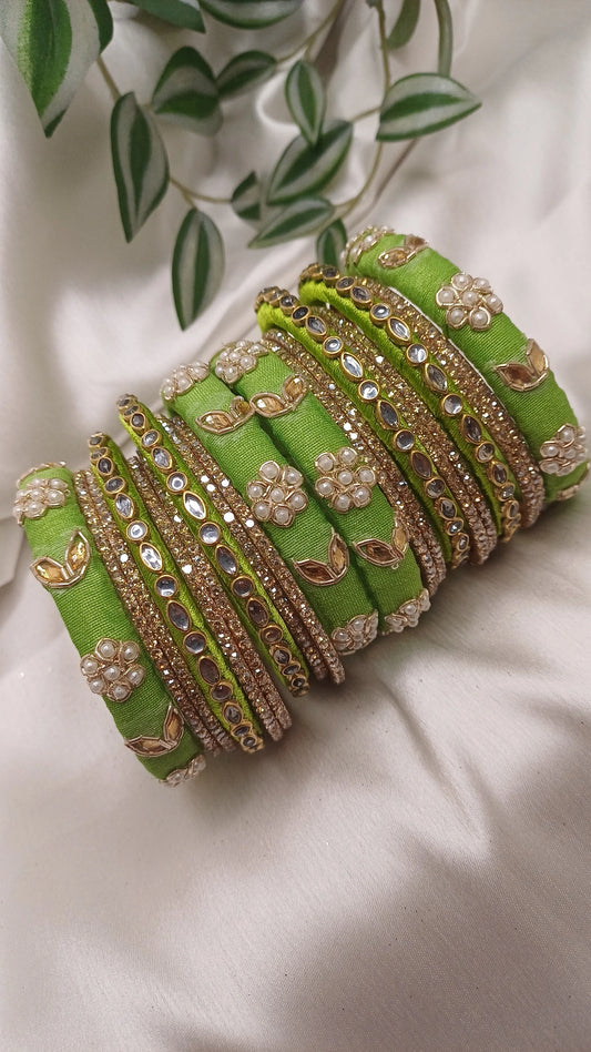 JASHN GREEN . ZARDOZI BANGLES
