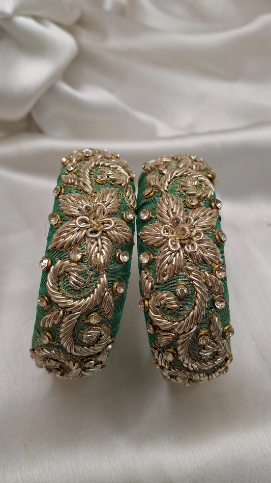 LIGHT GREEN ZARDOZI KANGAN