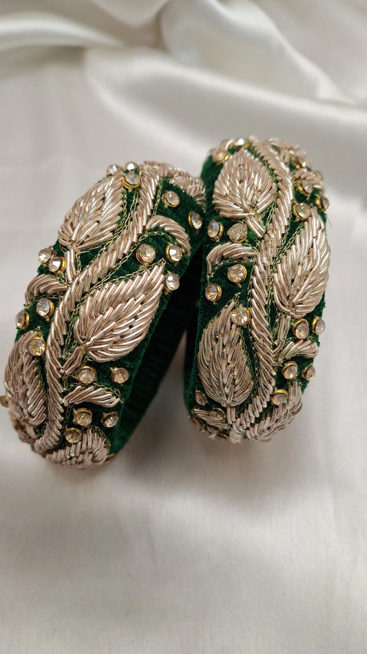 DARK GREEN ZARDOZI KANGAN