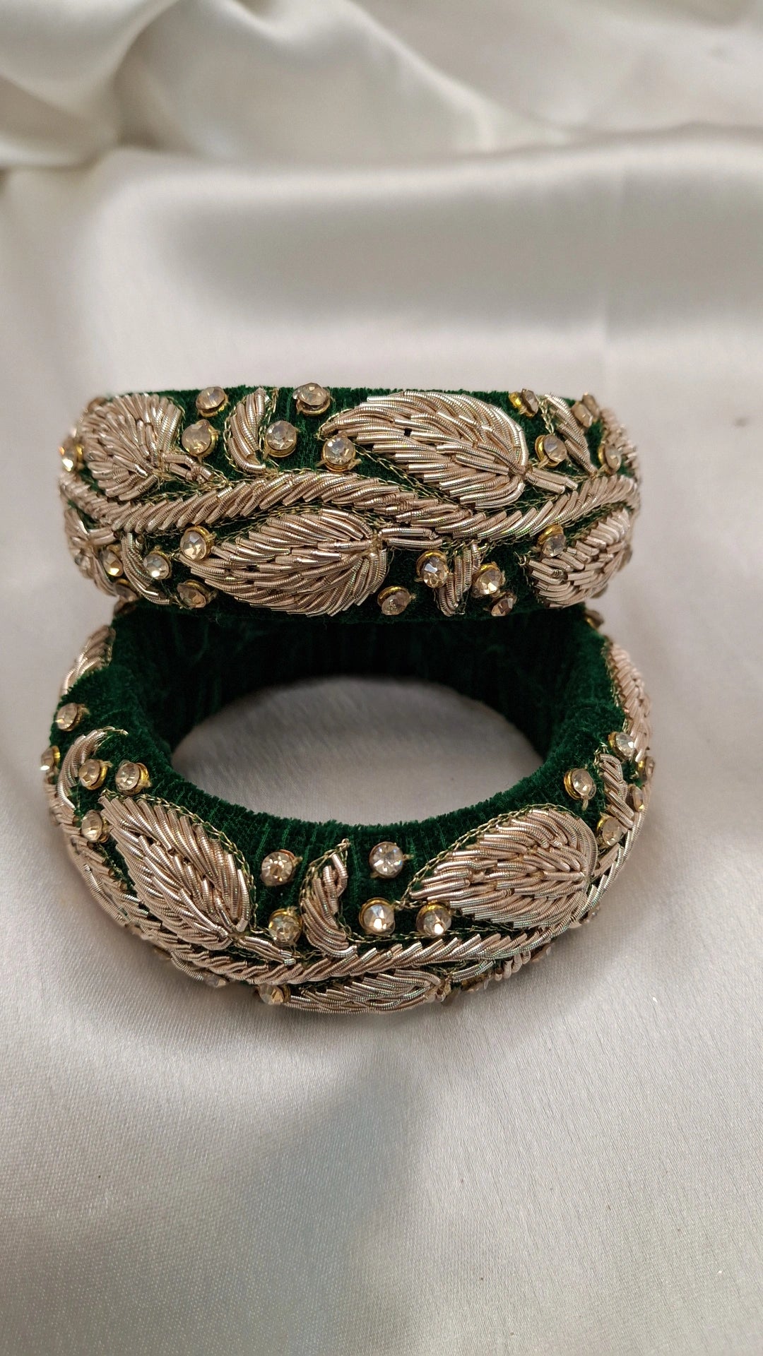 DARK GREEN ZARDOZI KANGAN