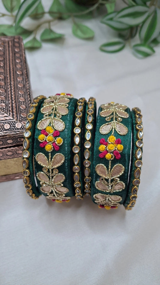 DARK GREEN GOTA BANGLES