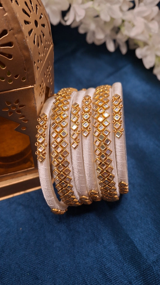 WHITE SILKTHREAD FANCY BANGLES