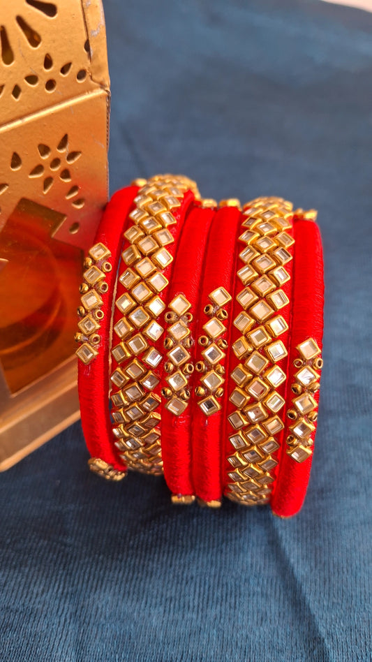 RED SILKTHREAD FANCY BANGLES