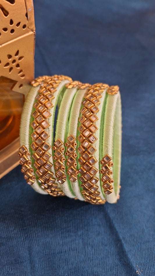 LIGHTGREEN SILKTHREAD FANCY BANGLES