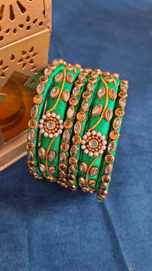GREEN SILKTHREAD FANCY BANGLES