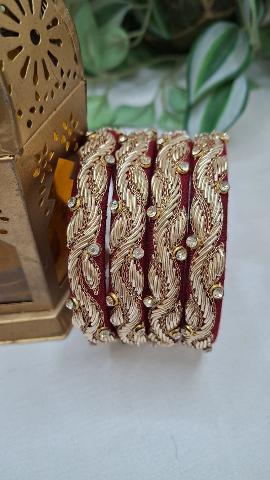 PRINCESS MAROON ZARDOZI BANGLES