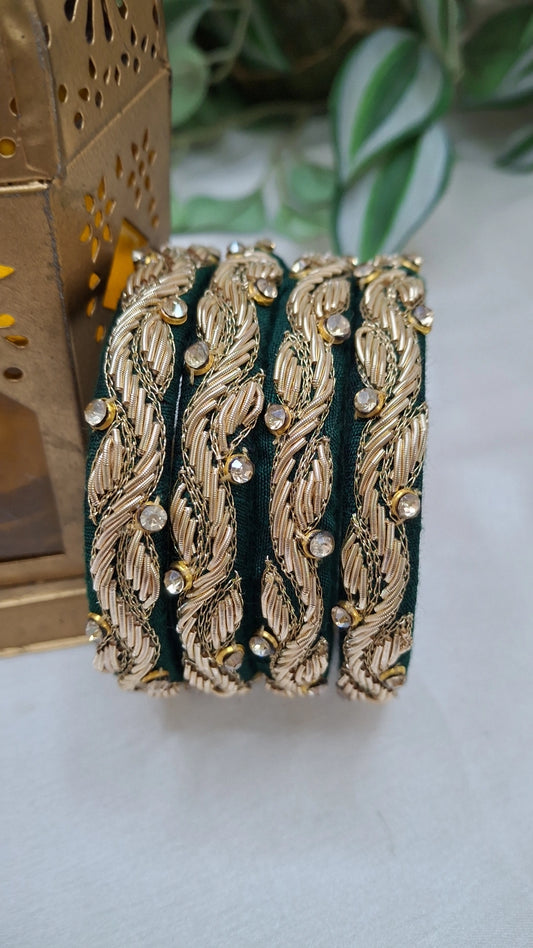 PRINCESS  GREEN ZARDOZI BANGLES