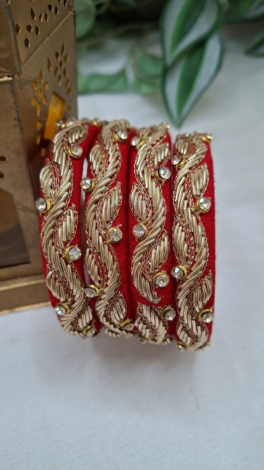 PRINCESS RED ZARDOZI BANGLES