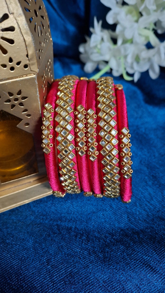DARKPINK SILKTHREAD FANCY BANGLES