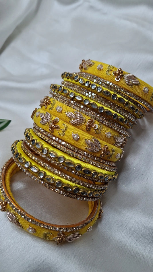 JASHN BRIGHT YELLOW ZARDOZI BANGLES