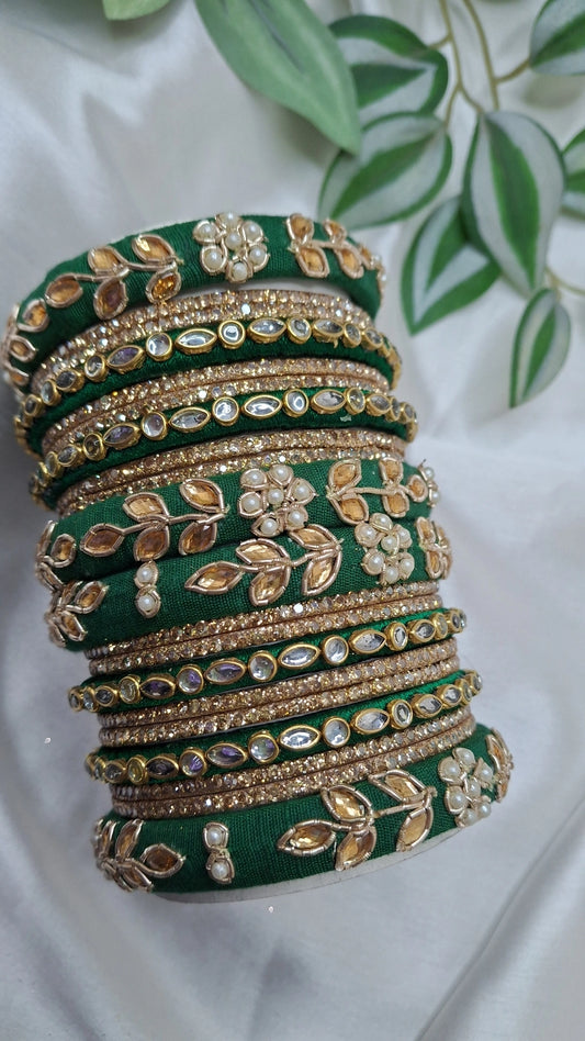 JASHN DARKGREEN ZARDOZI BANGLES