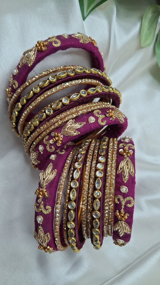 JASHN MAJENTA ZARDOZI BANGLES