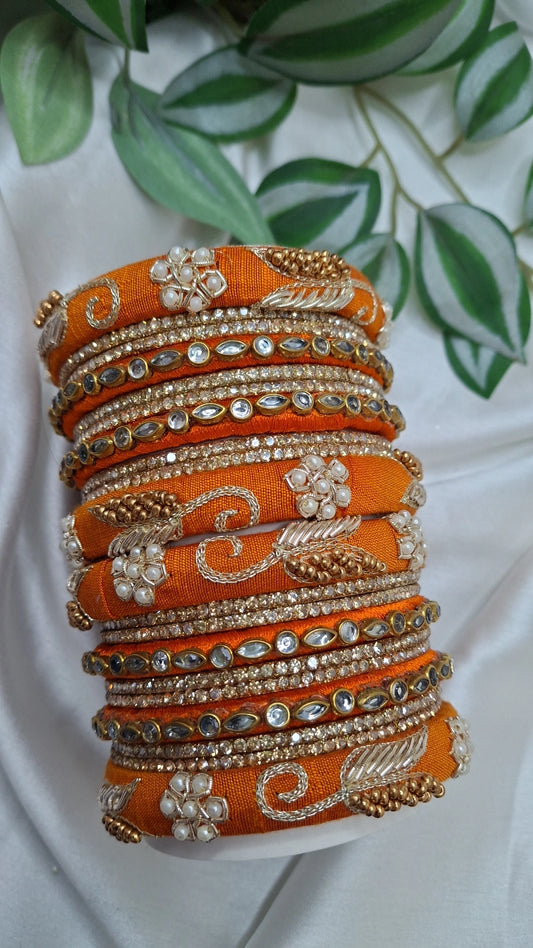 JASHN DARK ORANGE ZARDOZI BANGLES