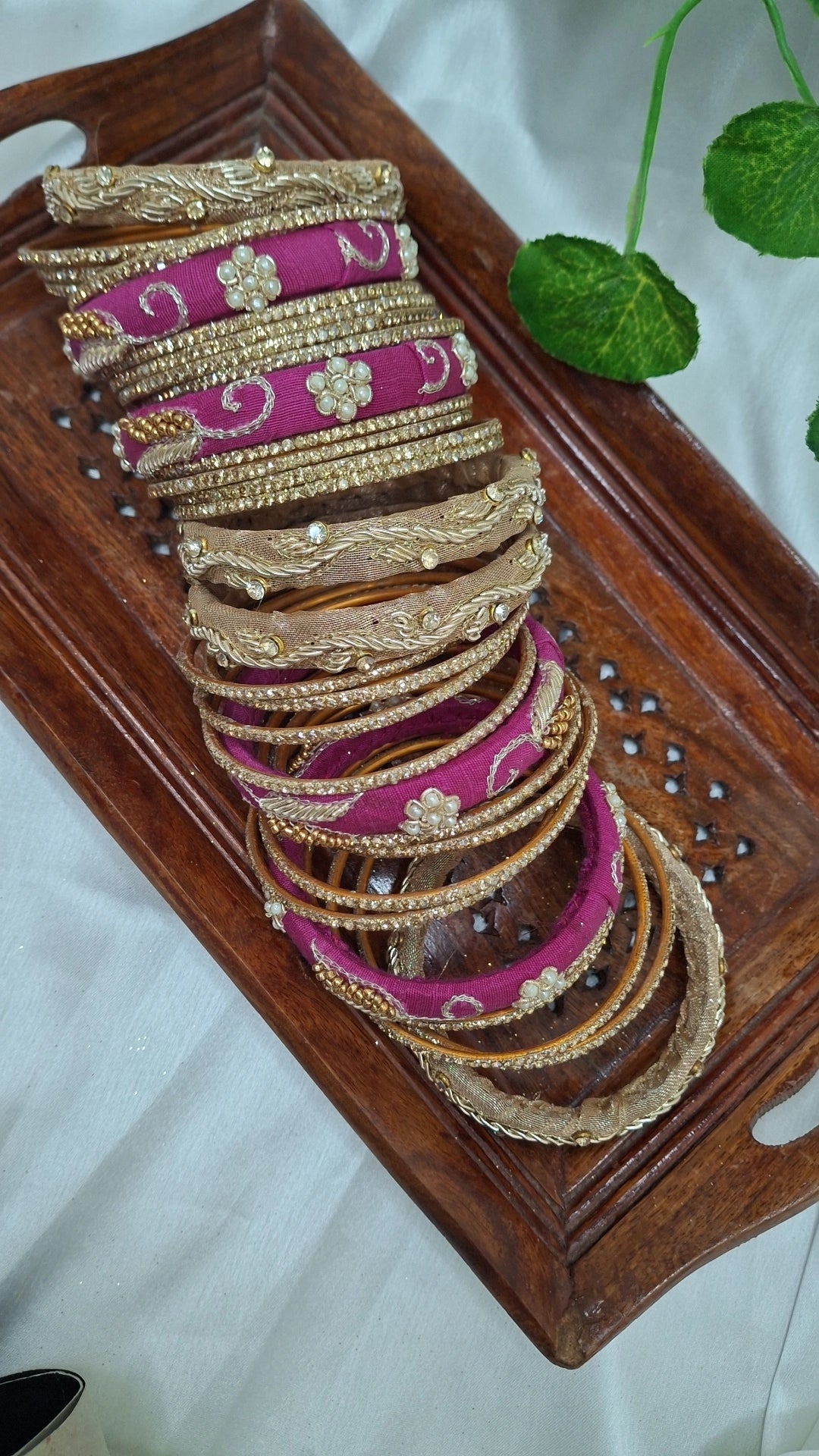 MAYUR FUCHSIA PINK ZARDOZI BANGLES