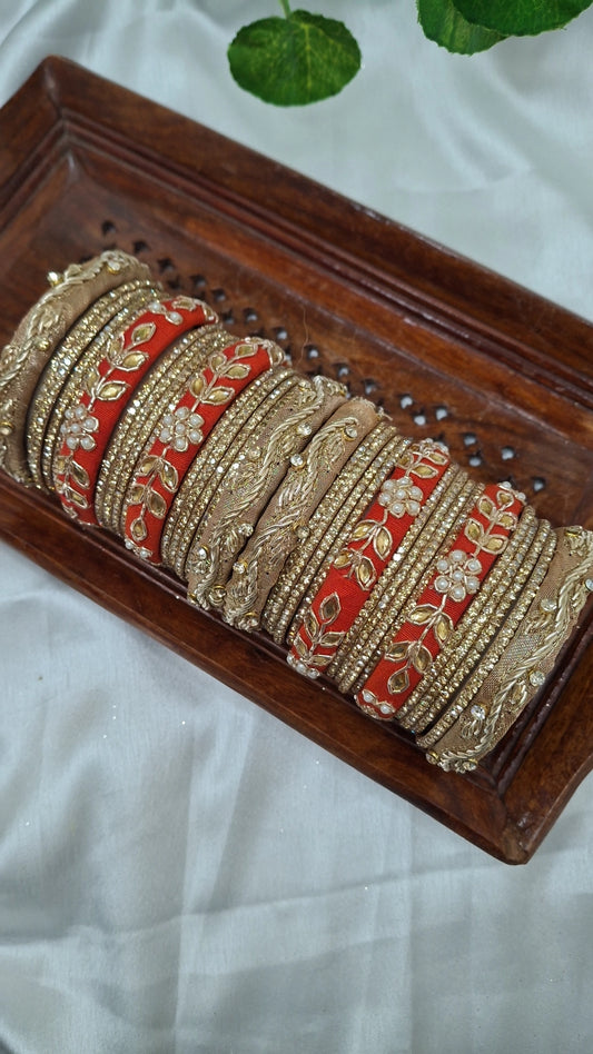 MAYUR RED ZARDOZI BANGLES