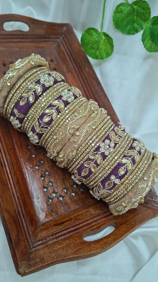 MAYUR  DARKPURPLE ZARDOZI BANGLES