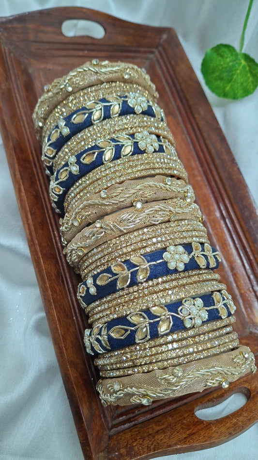 MAYUR NAVY BLUE ZARDOZI BANGLES