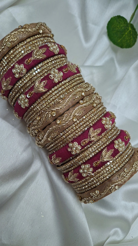 MAYUR MAJENTA ZARDOZI BANGLES