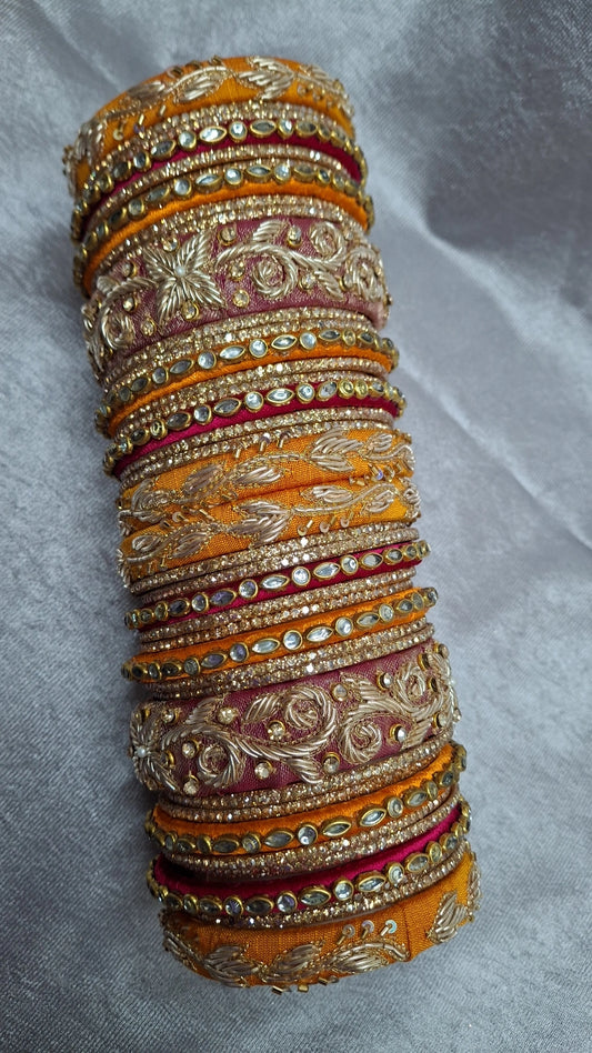 MAYUR ORANGE ZARDOZI BANGLES